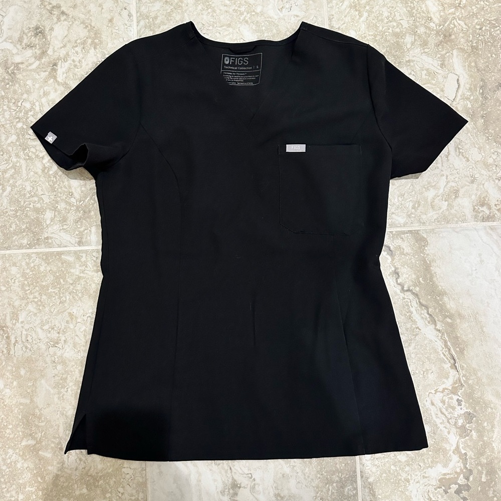 FIGS Women's Black V-Neck Scrub Top